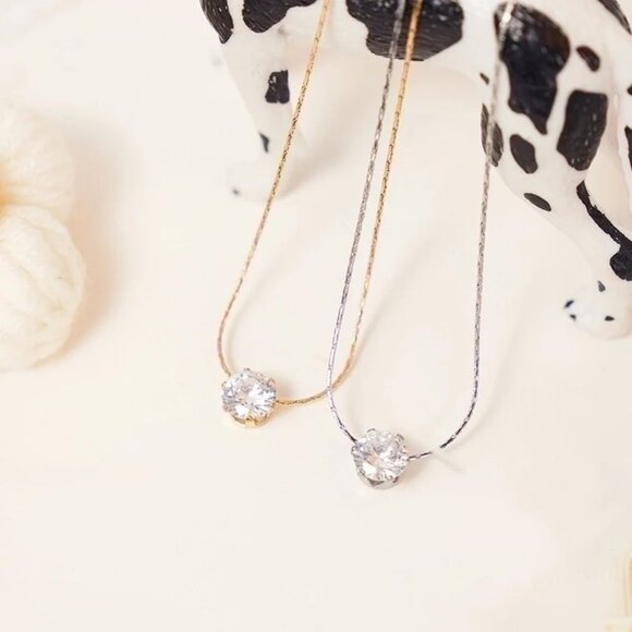 Geometric Titanium Steel Plated Inlay Zircon Pendant Necklace - Picture 6 of 6